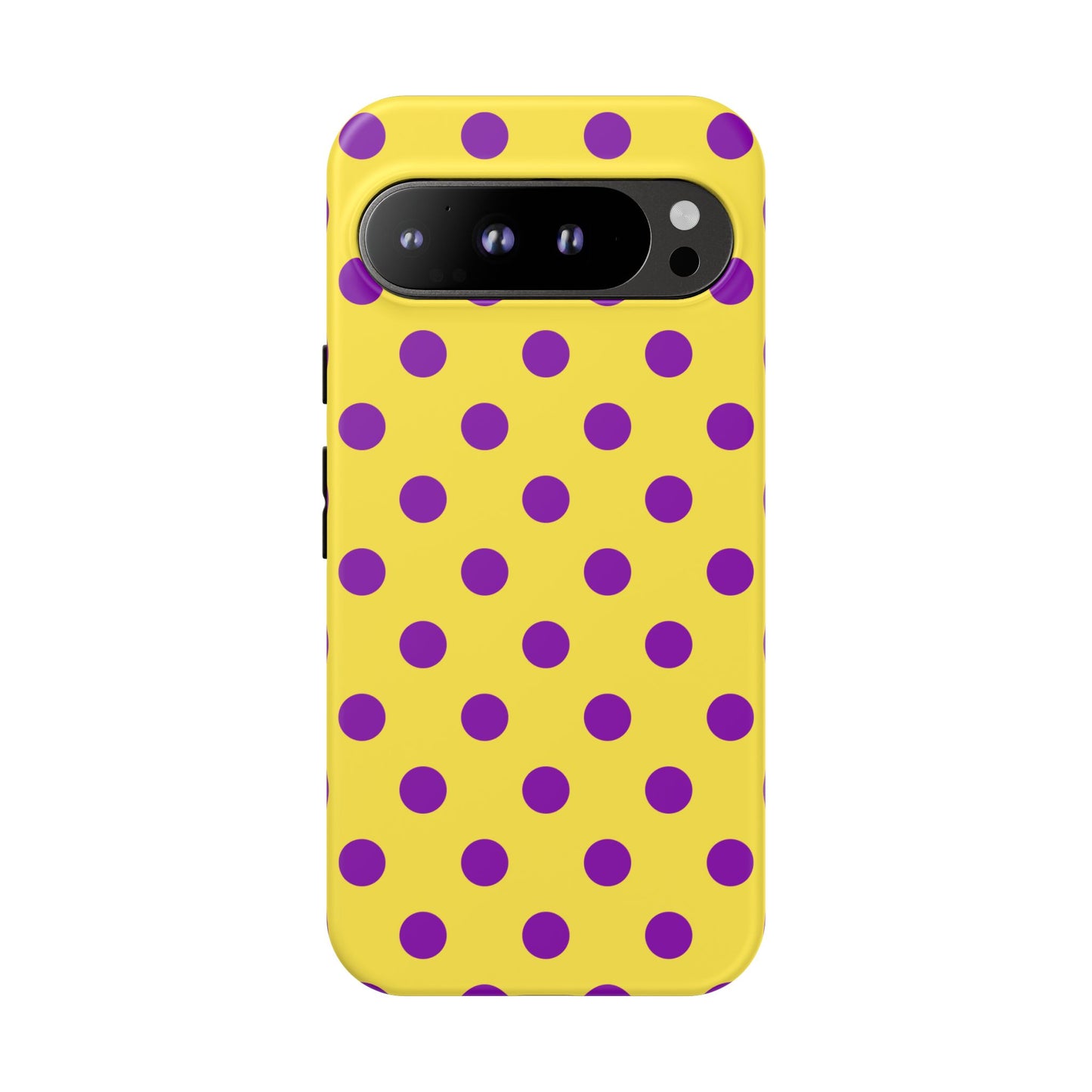 Phone Case - Bright Yellow with Purple Dots