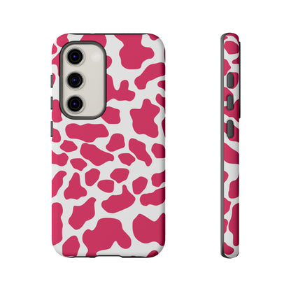 Pink Cow Print Phone Case Cover for iPhone, Samsung, Google smart phones