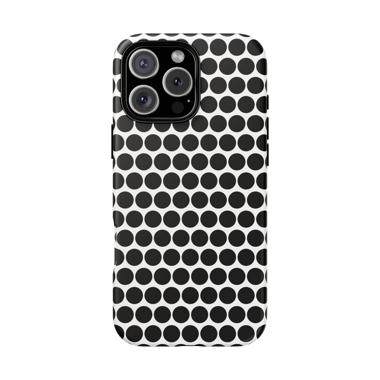 Black White Dot Pattern Tough Phone Case for iPhone, Samsung, Google