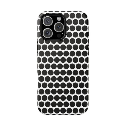 Black White Dot Pattern Tough Phone Case for iPhone, Samsung, Google