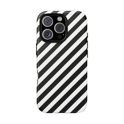 Black White Diagonal Phone Case Cover, Protective Sleek Cell Phone Case, Modern Smartphone, Stylish