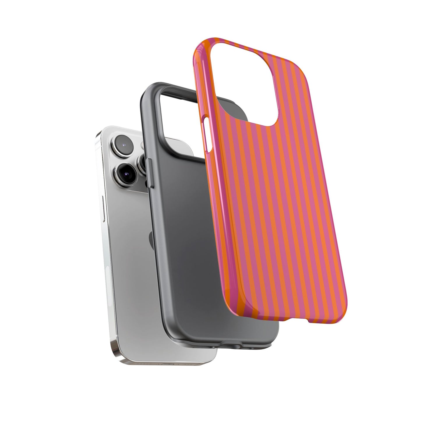 Orange Pink Striped Tough Phone Cases