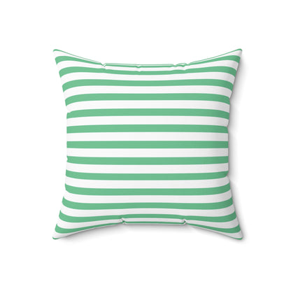 Green & White Horizontal Stripe Pillow Spun Polyester Square Pillow | Coastal Nautical Decor