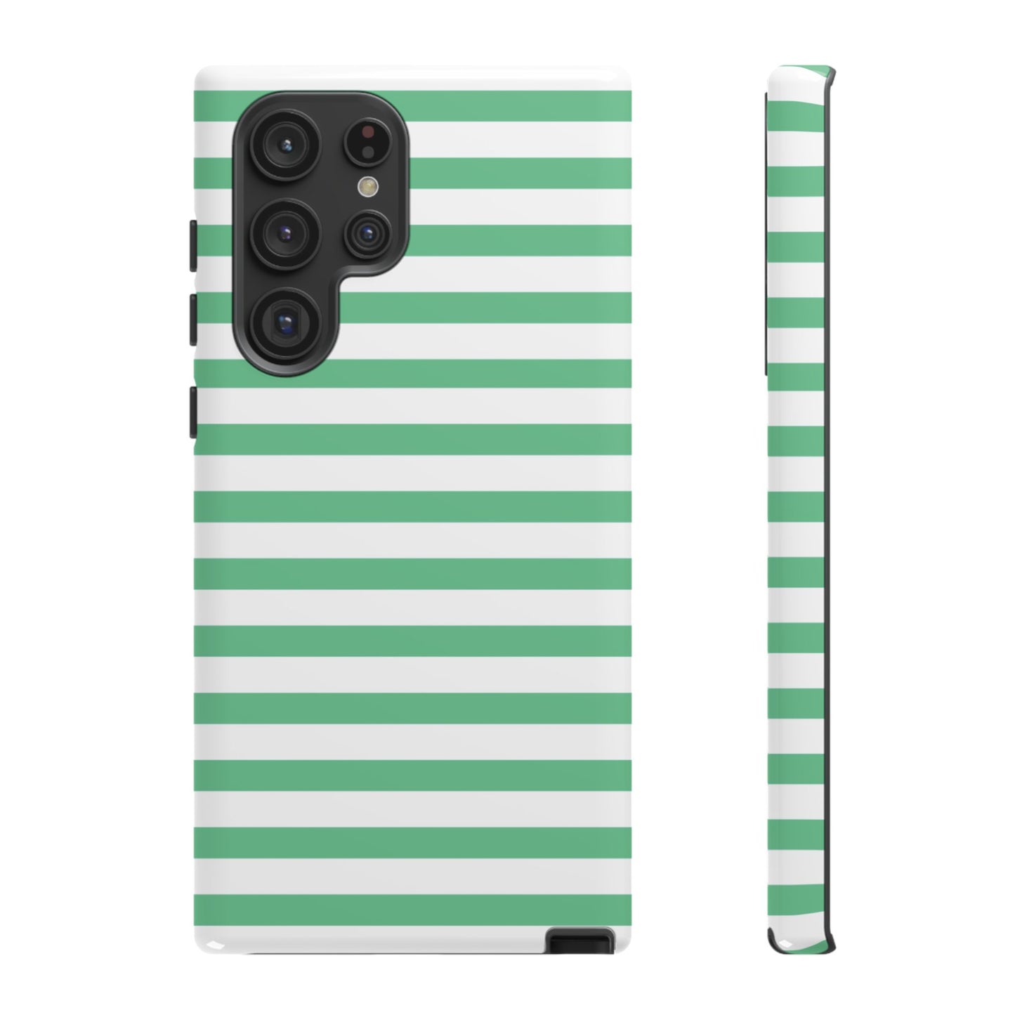 Mint Green Striped Phone Case | Horizontal Candy Stripe iPhone Cover