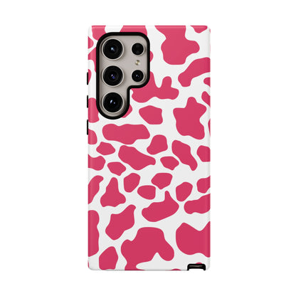 Pink Cow Print Phone Case Cover for iPhone, Samsung, Google smart phones