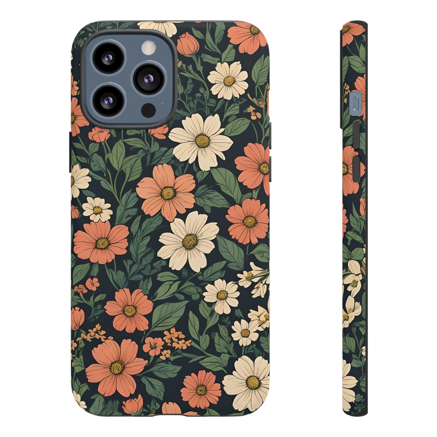 Orange & White Floral Phone Case Elegant Protection for iPhone, Samsung S and Google Pixel Phones