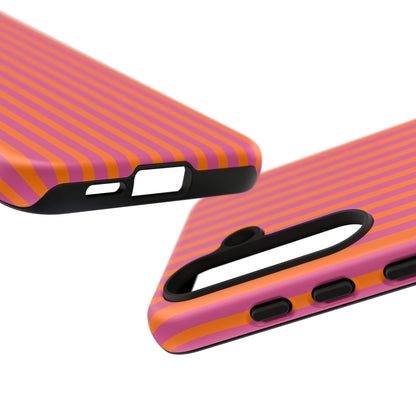 Orange Pink Striped Tough Phone Cases