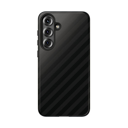 Phone Case, Black Diagonal Pattern Tough Gloss Finish Protective Cover, iPhone, Samsung, Google Pixel, Unique Geometric Design, Gift