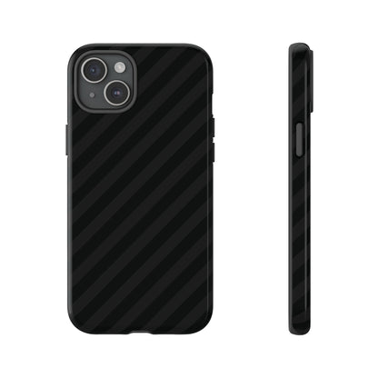 Phone Case, Black Diagonal Pattern Tough Gloss Finish Protective Cover, iPhone, Samsung, Google Pixel, Unique Geometric Design, Gift