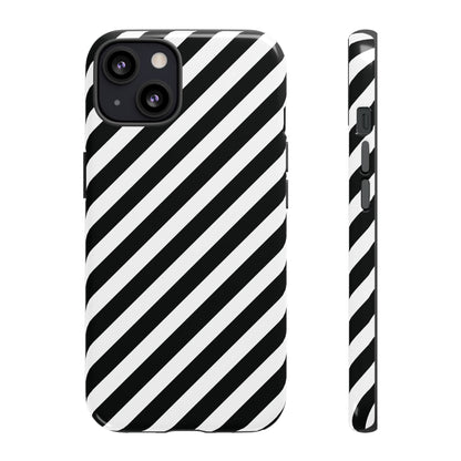Black White Diagonal Phone Case Cover, Protective Sleek Cell Phone Case, Modern Smartphone, Stylish
