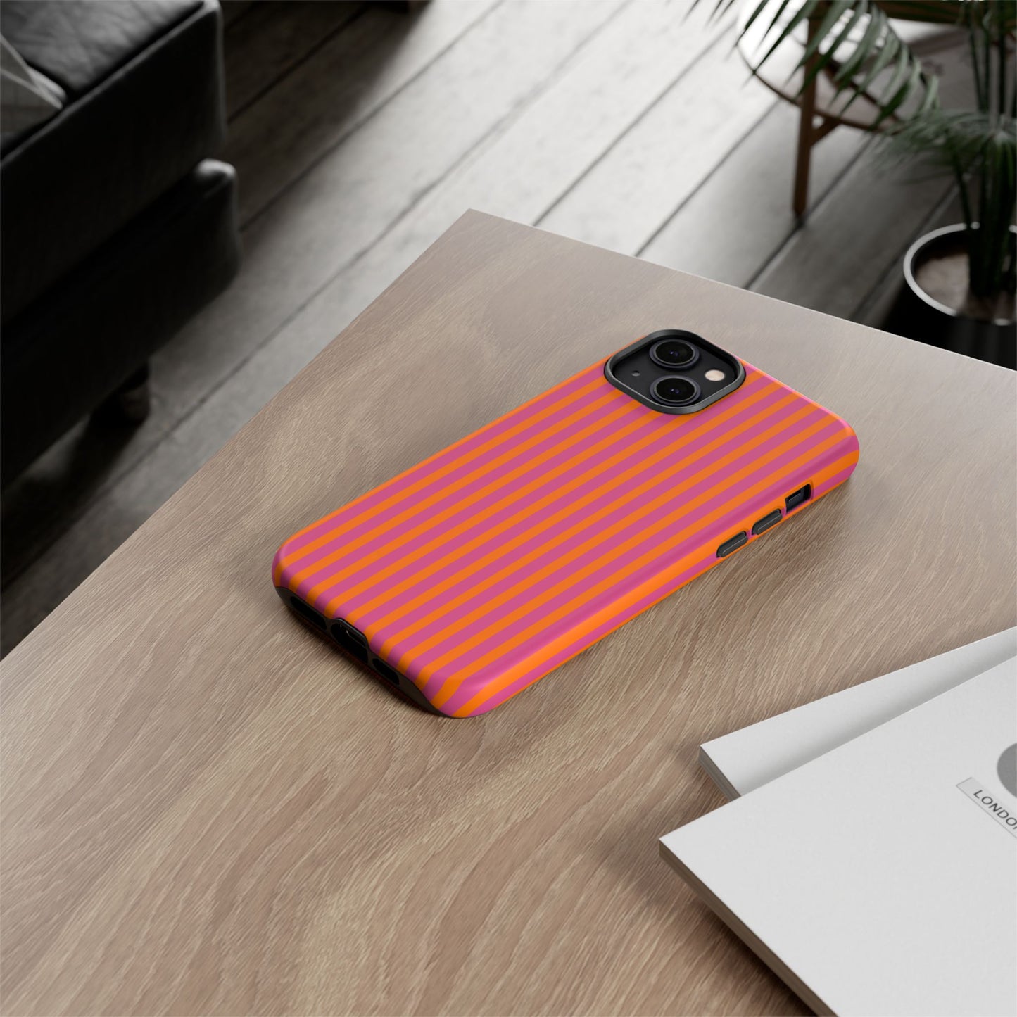 Orange Pink Striped Tough Phone Cases