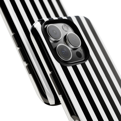 Black White Horizontal Stripe Phone Case Cover, iPhone, Samsung Galaxy S24, and Google Pixel Phones