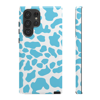 Blue White Cow Print Phone Case Cover