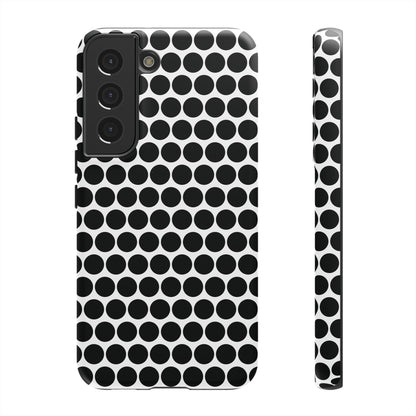 Black White Dot Pattern Tough Phone Case for iPhone, Samsung, Google