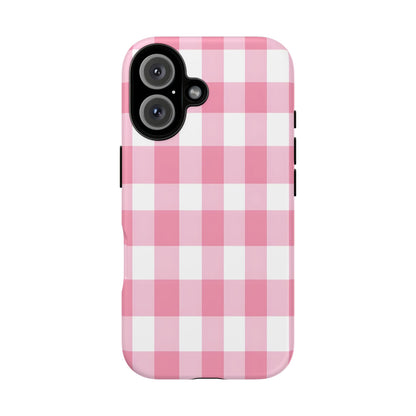 Pink Gingham Cute Phone Case Cover, for Fashion Lovers, Gift for Her, Stylish Tech Accessory, Perfect for Birthdays & Holidays