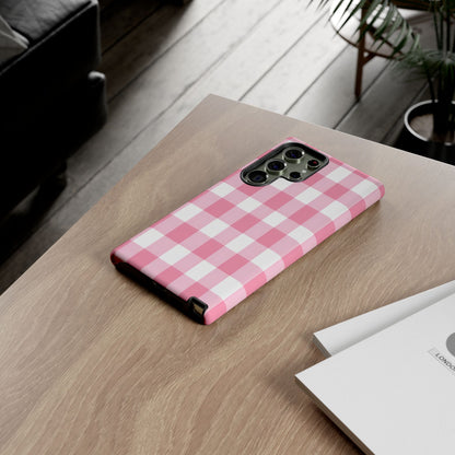 Pink Gingham Cute Phone Case Cover, for Fashion Lovers, Gift for Her, Stylish Tech Accessory, Perfect for Birthdays & Holidays