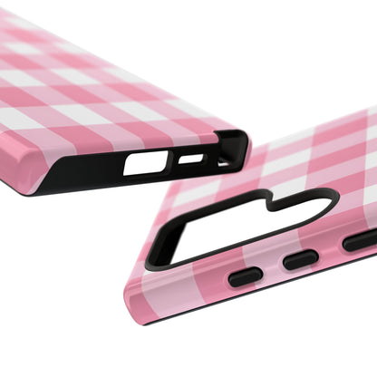 Pink Gingham Cute Phone Case Cover, for Fashion Lovers, Gift for Her, Stylish Tech Accessory, Perfect for Birthdays & Holidays