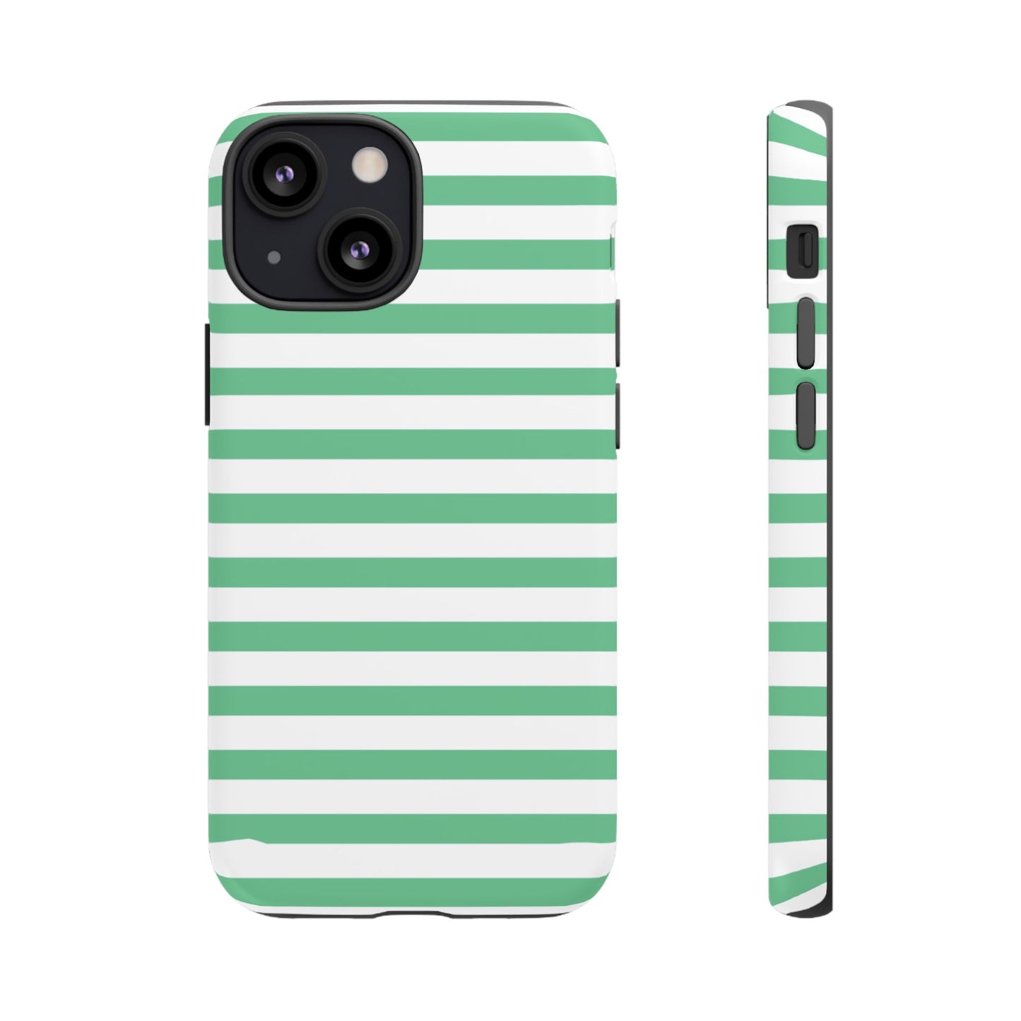 Mint Green Striped Phone Case | Horizontal Candy Stripe iPhone Cover