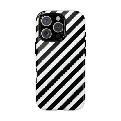 Black White Diagonal Phone Case Cover, Protective Sleek Cell Phone Case, Modern Smartphone, Stylish