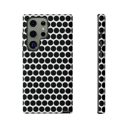 Black White Dot Pattern Tough Phone Case for iPhone, Samsung, Google