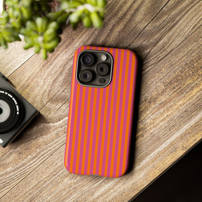 Orange Pink Striped Tough Phone Cases