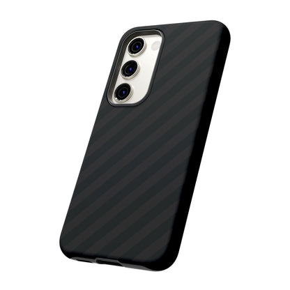 Phone Case, Black Diagonal Pattern Tough Gloss Finish Protective Cover, iPhone, Samsung, Google Pixel, Unique Geometric Design, Gift