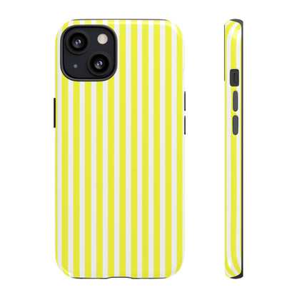 Phone Case Cover, Banana Yellow and White Striped Tough Case for iPhone Samsung Google, Protective Cellphone Cover, Hard Shell Phone