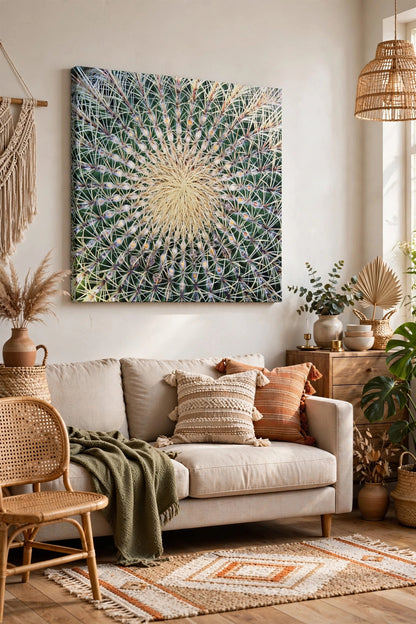 Barrel Cactus Close-Up Canvas | Stretched Matte Canvas