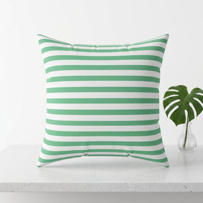 Green & White Horizontal Stripe Pillow Spun Polyester Square Pillow | Coastal Nautical Decor