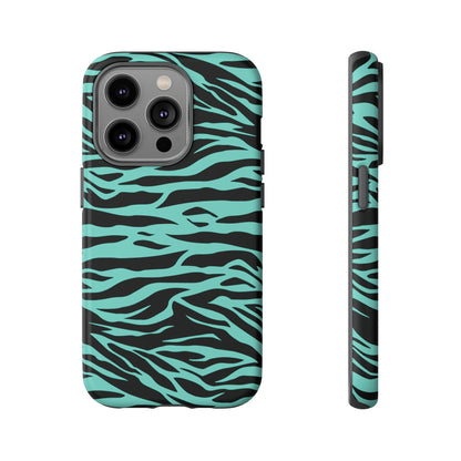 Cute Green Wild Tiger Print Pattern Phone Case for iPhone Galaxy S models and google pixel phones