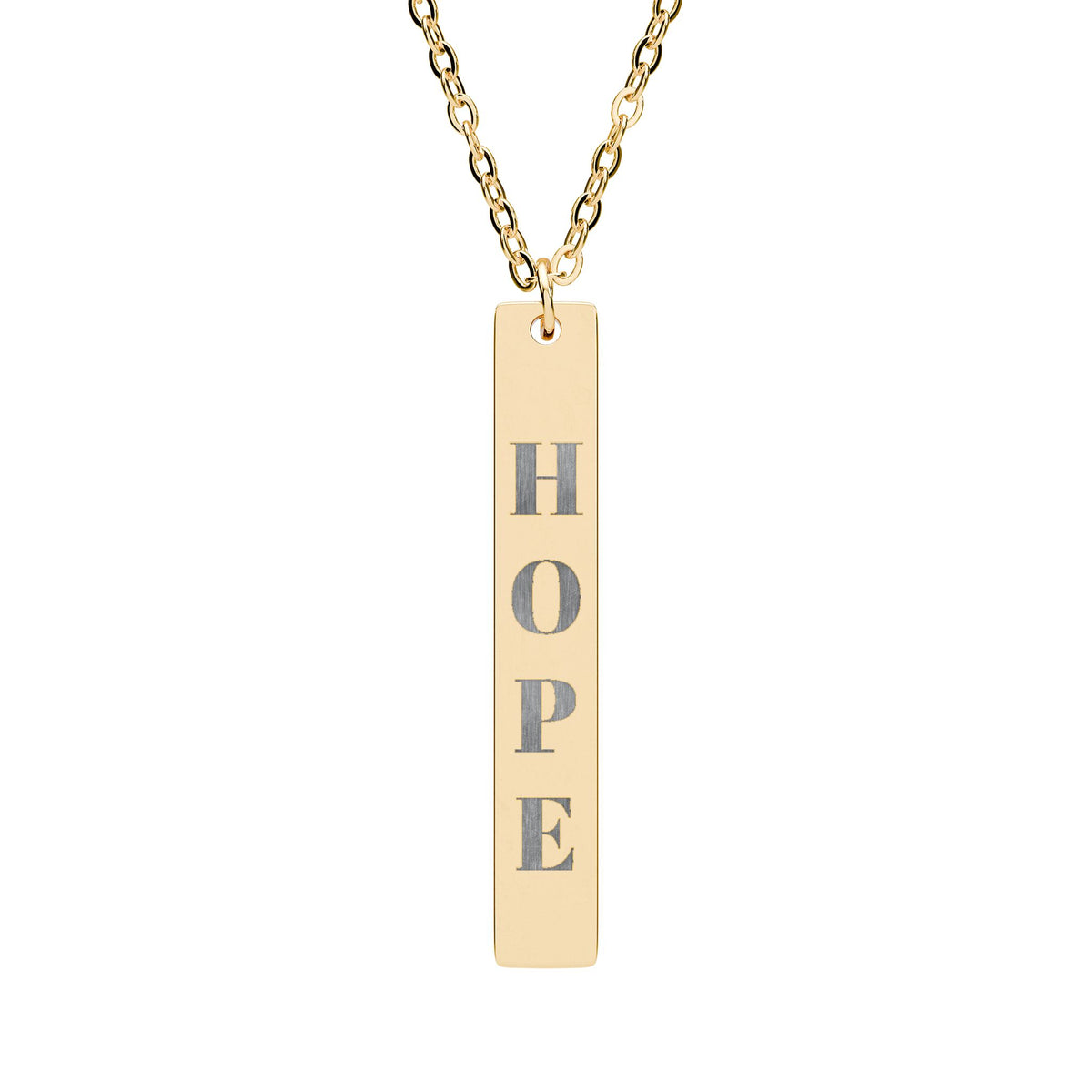 HOPE Vertical Bar Necklace | Engraved Bar Pendant