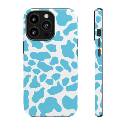 Blue White Cow Print Phone Case Cover