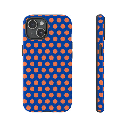 Blue & Coral Polka Dot Phone Case for iPhone, Samsung S, Google Pixel Phones