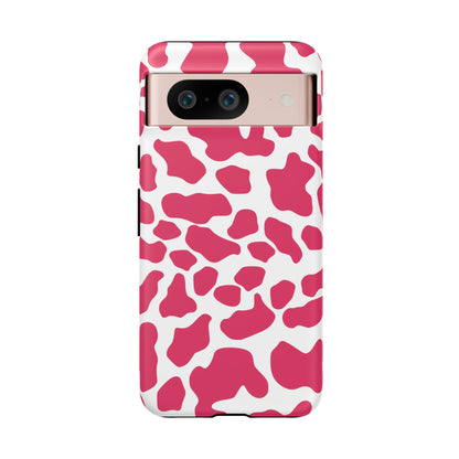 Pink Cow Print Phone Case Cover for iPhone, Samsung, Google smart phones