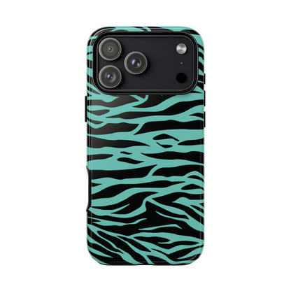 Cute Green Wild Tiger Print Pattern Phone Case for iPhone Galaxy S models and google pixel phones
