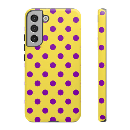 Phone Case - Bright Yellow with Purple Dots