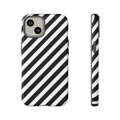 Black White Diagonal Phone Case Cover, Protective Sleek Cell Phone Case, Modern Smartphone, Stylish