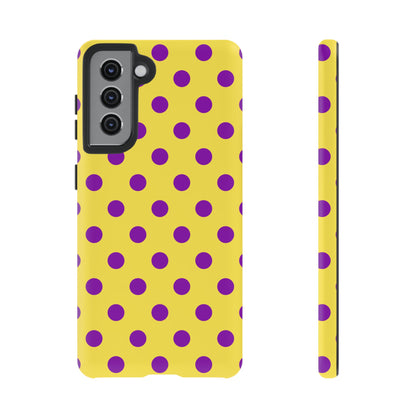 Phone Case - Bright Yellow with Purple Dots