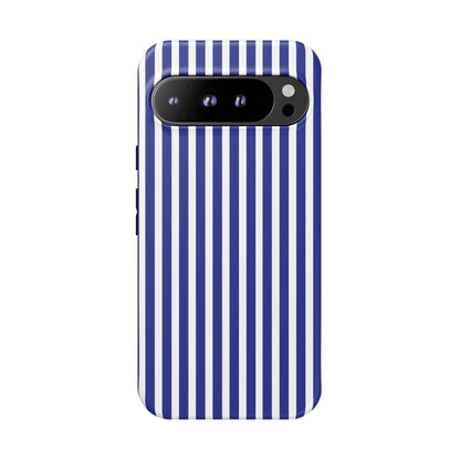 Phone Case, Blue White Striped Tough Case Cover, Protective Phone Cover, Hard Shell Phone Case, Phone Accessories, Phone Protector