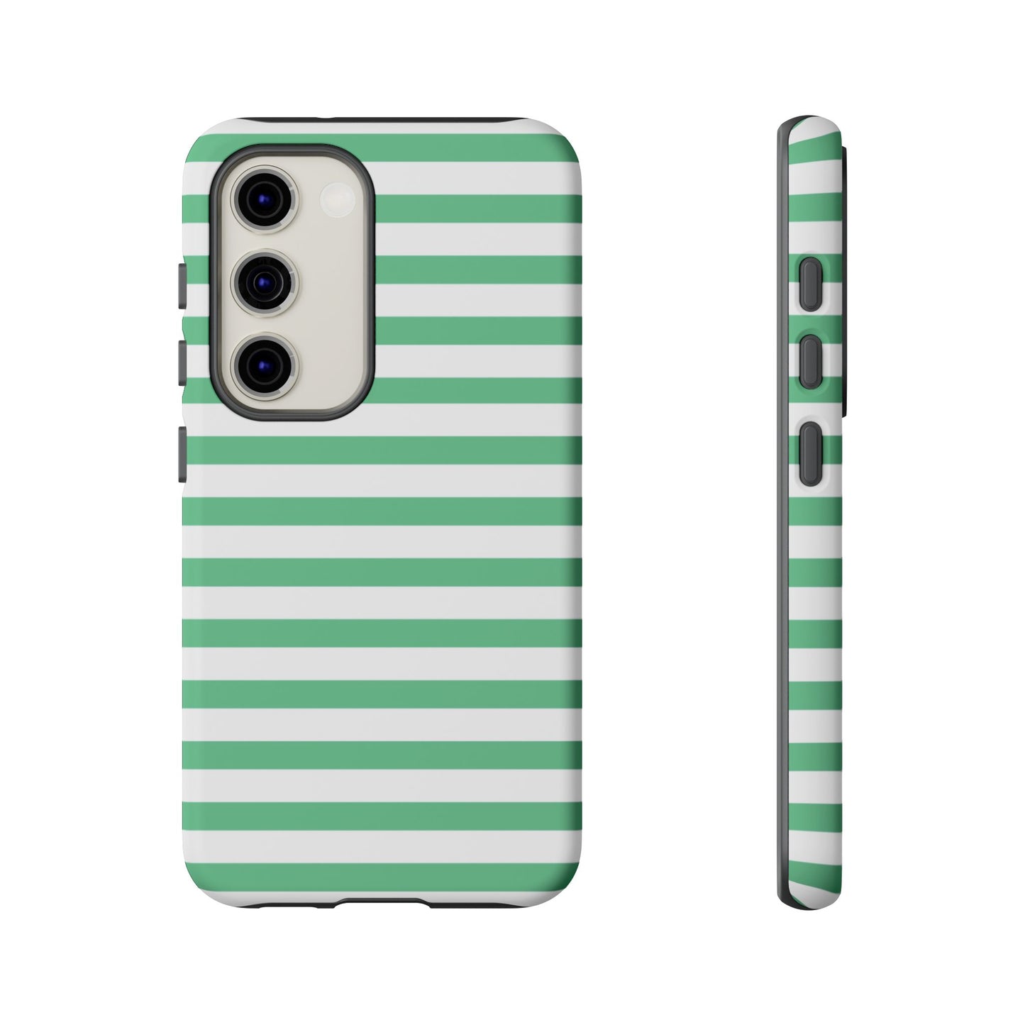 Mint Green Striped Phone Case | Horizontal Candy Stripe iPhone Cover