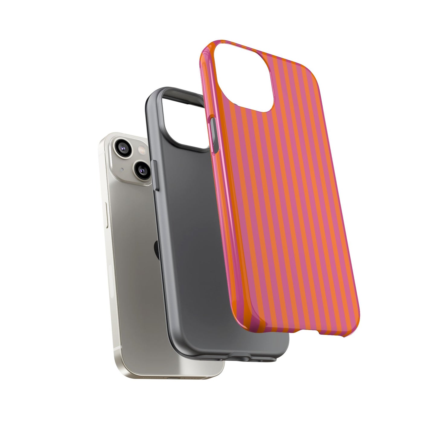 Orange Pink Striped Tough Phone Cases