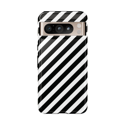 Black White Diagonal Phone Case Cover, Protective Sleek Cell Phone Case, Modern Smartphone, Stylish