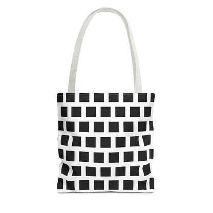 Black Square Pattern Tote Bag - Versatile and Durable Shoulder Bag