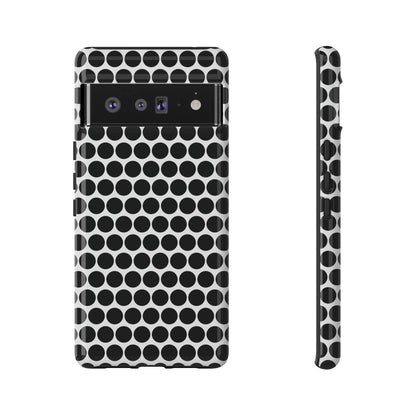 Black White Dot Pattern Tough Phone Case for iPhone, Samsung, Google