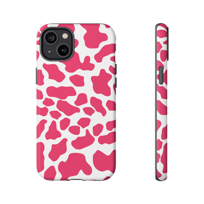 Pink Cow Print Phone Case Cover for iPhone, Samsung, Google smart phones