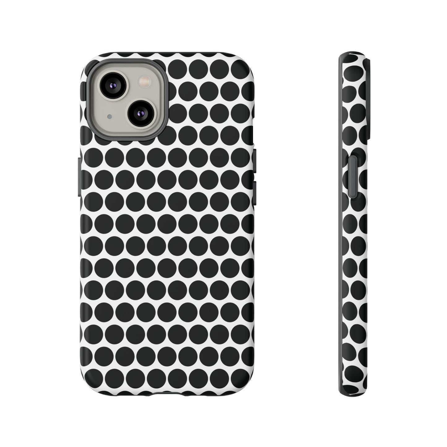 Black White Dot Pattern Tough Phone Case for iPhone, Samsung, Google