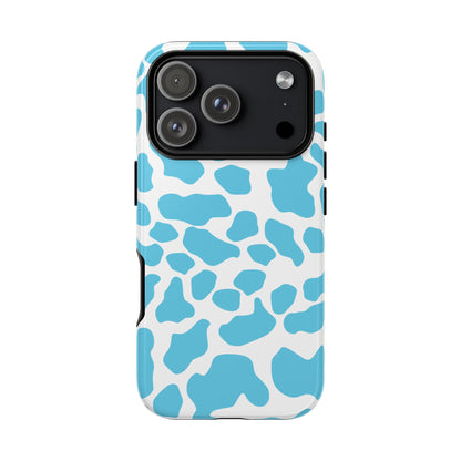 Blue White Cow Print Phone Case Cover