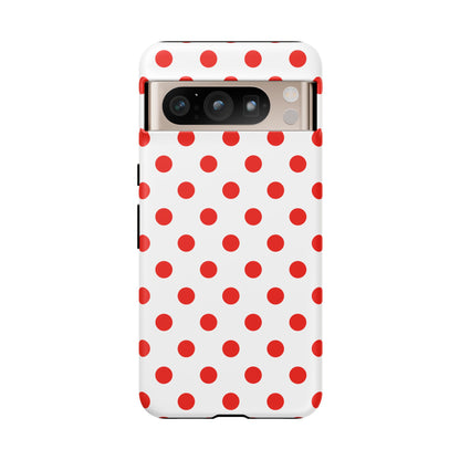 Red White Polka Dot Phone Case Cover for iPhone, Samsung, and Google Phones