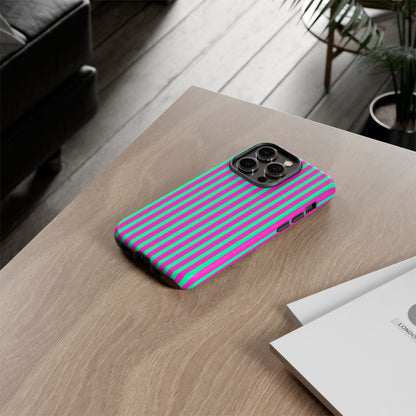 Green Pink Striped Phone Case Cover