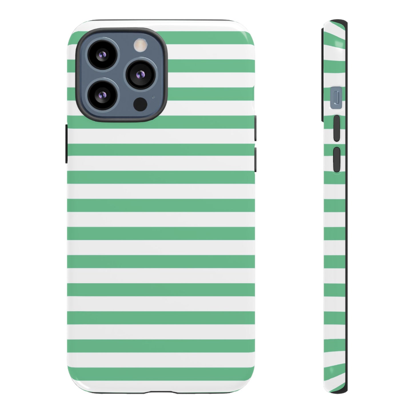 Mint Green Striped Phone Case | Horizontal Candy Stripe iPhone Cover